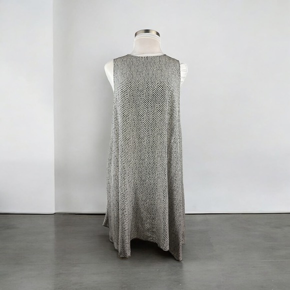 Eileen Fisher 100% Silk Sleeveless Round Neck A-Line Swing Trapeze Dress Large - Picture 2 of 15